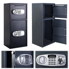Double Door Digital Safe Depository Drop Box Safes Cash Office Security Lock