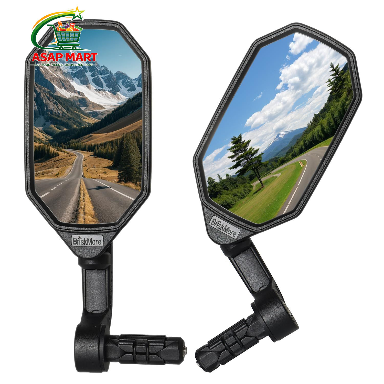 BriskMore Bar End Bike Mirrors, 3.6x2.2 inches, A:Silver Len