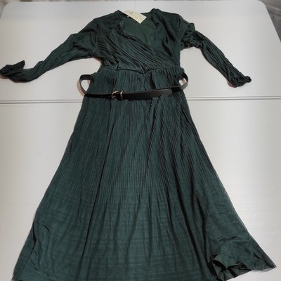 Reserved Midikleid mit Plissee Blaugrün XL