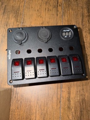 Nilight 6 Gang ON Off Rocker Switch Panel Red Backlit 12V 24V LED Digital