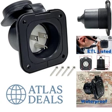 Compact Weatherproof 15 Amp Flanged Inlet for RVs and Boats - Easy Install