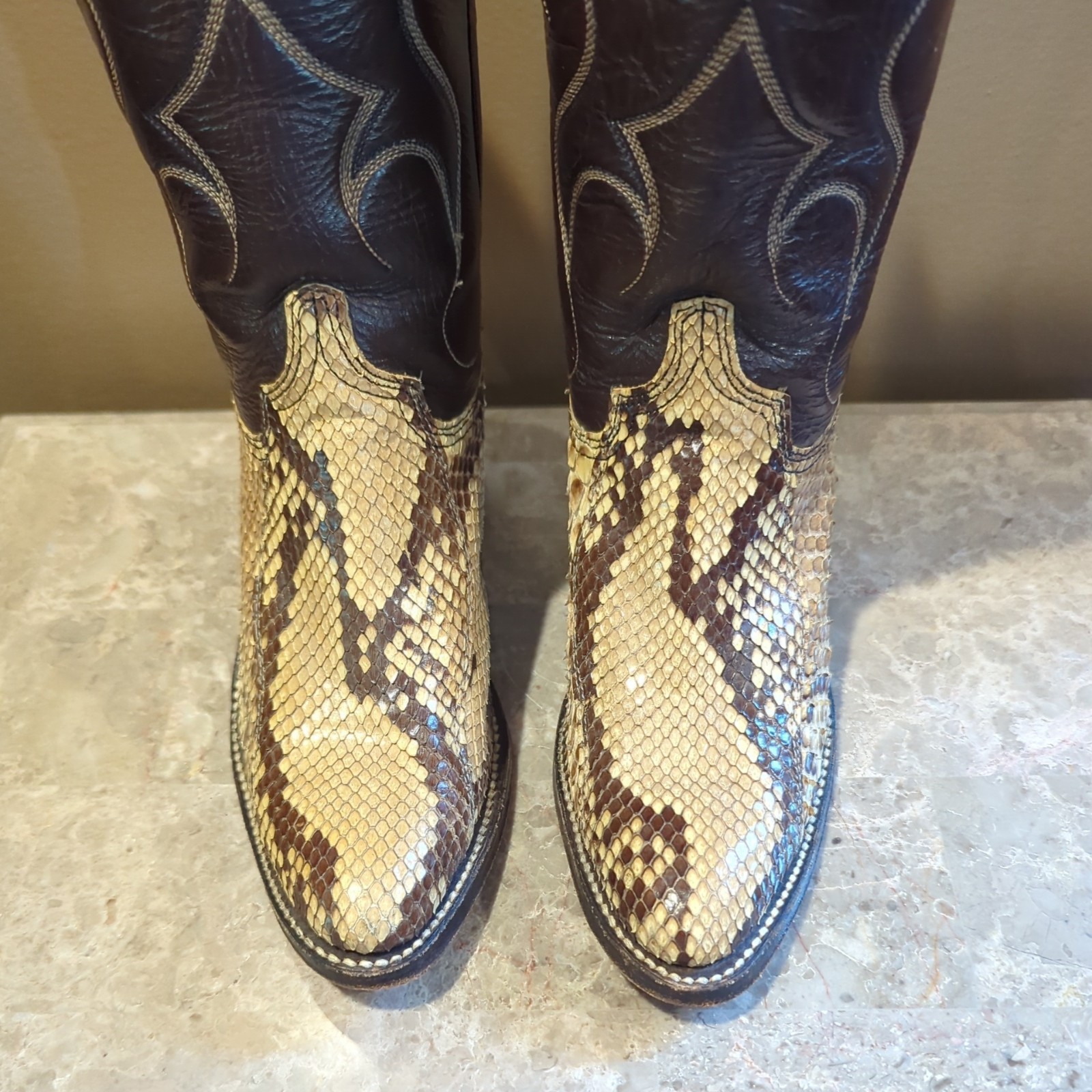 Vintage Abilene Back Cut Python Cowboy Boots Size… - image 2