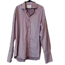 Charles Tyrwhitt Non-Iron Slim Fit Office Wear Mens 18/37 Purple Gingham Career