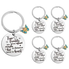 5Pcs Best Friend Birthday Gifts for Women Friendship Keychain, Long Distance