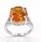 LAB CREATED 8.50 Cts YELLOW TOPAZ & GENUINE DIAMOND RING .925 Sterling Silver — photo 4