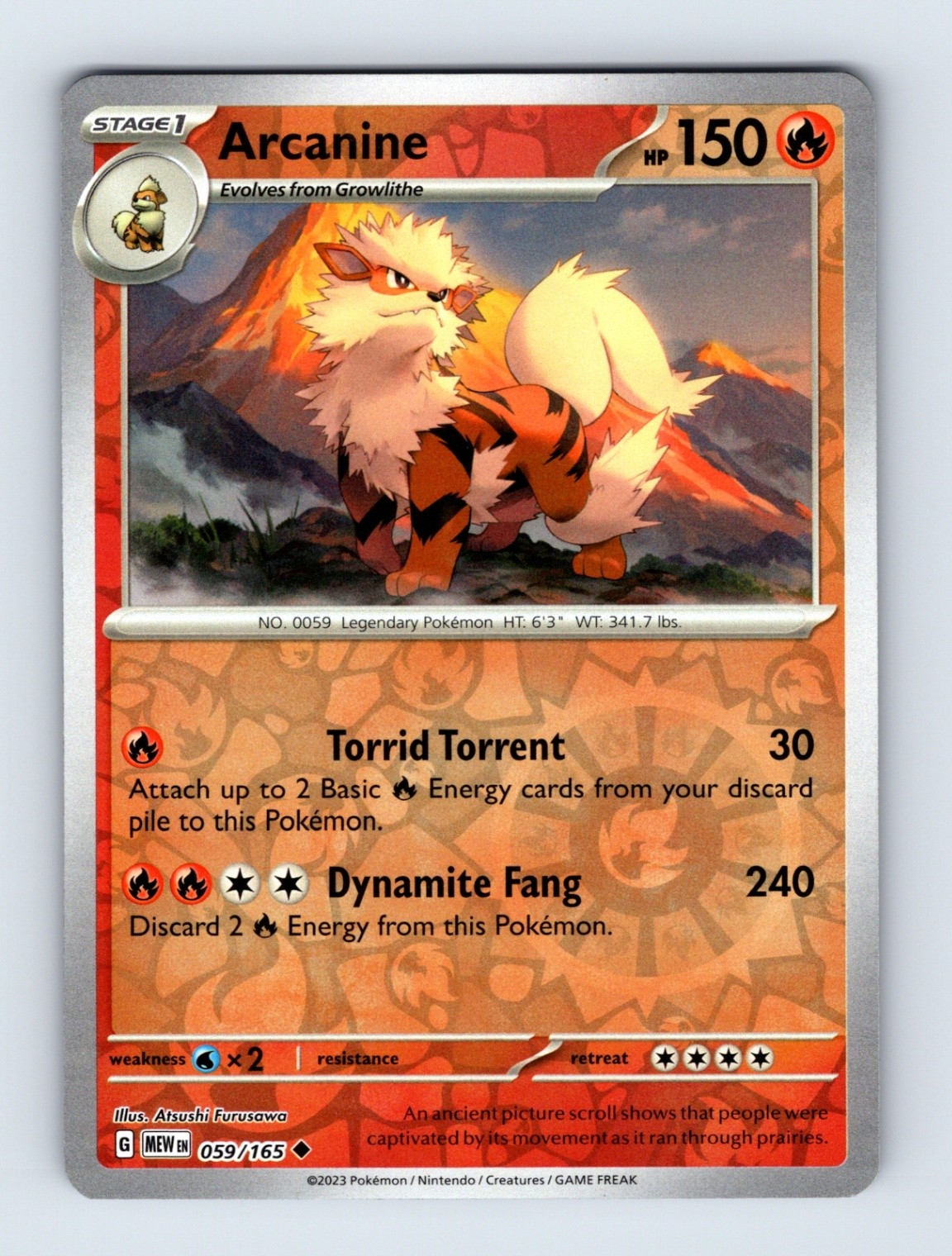 Arcanine - Scarlet & Violet 151 059/165 - Reverse Holo - Uncommon - NM - Pokémon