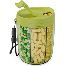 Cute Pill Dispenser with 6 Large Compartments, Portable Pill Bottle Organizer