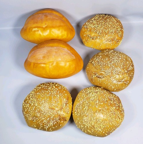 Faux Bread Rolls / Buns 6 Piece Fake Food Staging Display Decoration Prop
