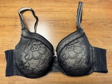 Cacique 44C Bra Black All Over Lightly Lined Balconette Modern Lace Underwire