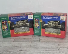 2 LITES UP 200 Curtain Light Clips for Shingles & Gutters Christmas Lights VTG