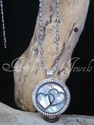 ECHT STERLINA MILANO ANHÄNGER/HALSKETTE SET MEDIUM. 2 HERZEN/PERLE MÜNZE/MONEDA
