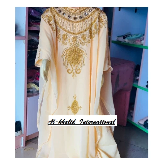 Vestido de casamento Ramadã Dubai especial pêssego Kaftan meninas marroquinas crianças Georgette - Imagem 2 de 3