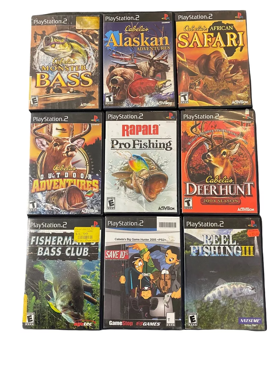 9 PS2 Games Cabela's Outdoor Hunting, Alaskan Adventure And Fishing Games