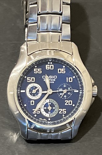 Casio Edifice EF-317 Blue Stainless Steel Men's Watch Water Resistant | eBay