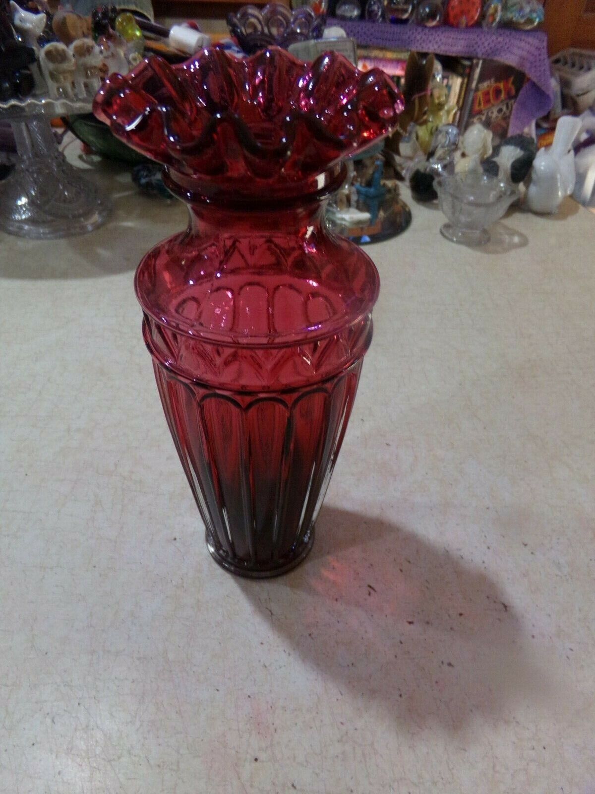 Fenton Art Glass Country Topics on We OFFer at cheap prices TV Cranberry #1553 Bib 3 Urn Ova 7 Vase 8