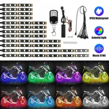 12x Motorcycle RGB LED Neon Under Glow Lights Strip Kit For Honda Suzuki BMW