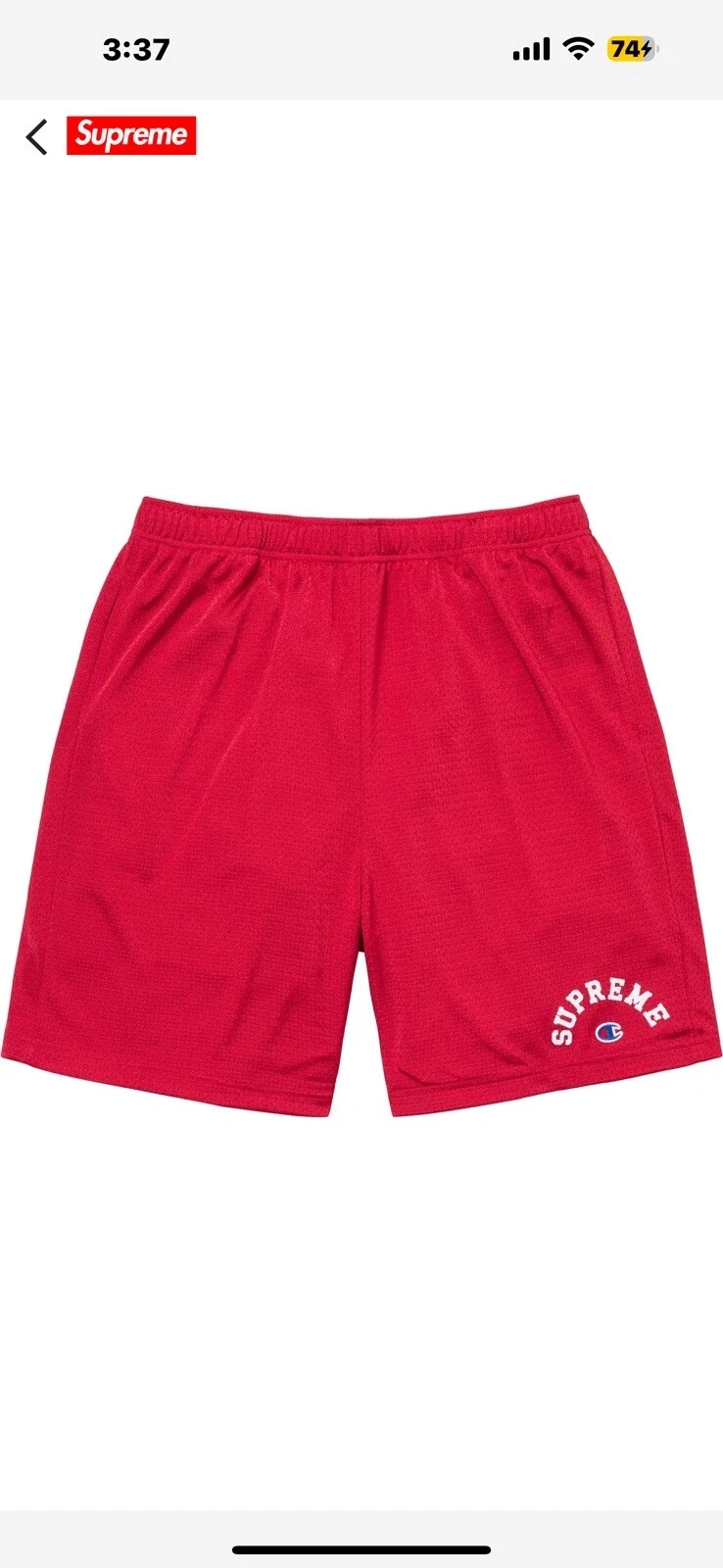 Short en maille SS24 Supreme x Champion ancien inédit taille XLarge rouge NEUF