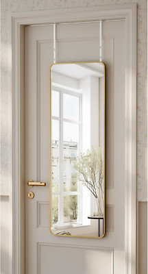 Adjustable Full Length Mirror - 48''x14'' Over-the-Door & Wall Mounted Design