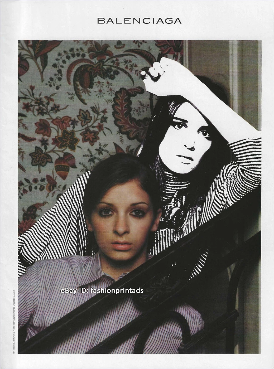 BALENCIAGA 1 pagina STAMPA ANNUNCIO 2000 ROOS VAN BOSSTRAETEN Anne Catherine Lacroix