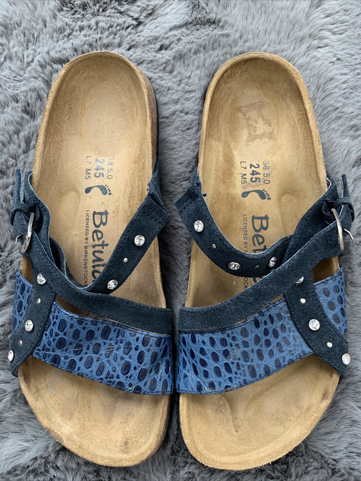 Betula by Birkenstock Julie Blue Sandals size 38, L7, M5 | eBay