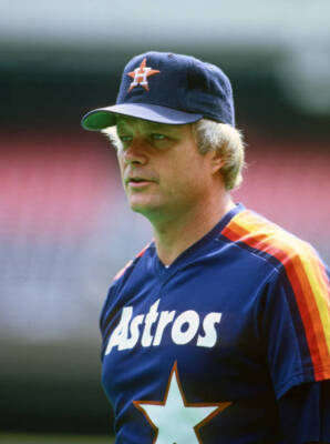 Pitcher Joe Niekro Houston Astros looks on from the field before a- Old Photo