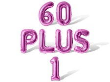 60 PLUS 1 Letter Balloon Banner - 61st Birthday Party Decorations - 61 Years Old