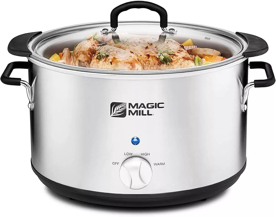 10 Qt Slow Cooker With Metal Searing Pot & Transparent Tempered