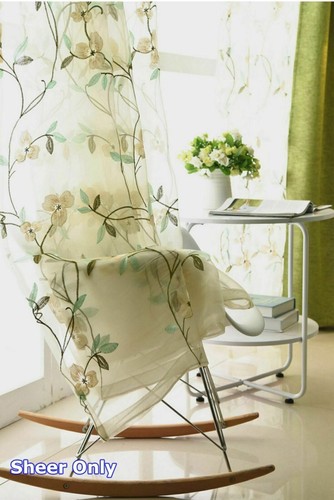 Embroidered Voile Gauze Transparent Tulle Floral Drape Window Treatment 1 Piece - Picture 8 of 9