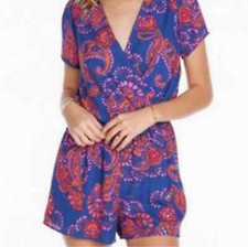 EVERLY Romper Blue Orange Paisley Women  s Size S