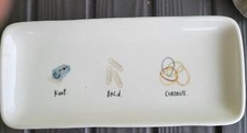 Rae Dunn Keep Hold Contain Tray Home Office Decor Long Plate Desk Organizer New