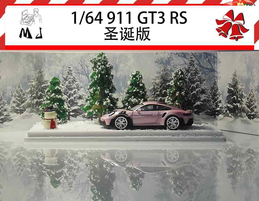MJ 911 992 GT3 RS Christmas Scene Diecast Toys Car Model Hobby