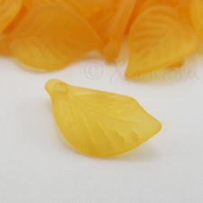 Orange Frosted Leaf Charms 18mm Acrylic Leaves Pendants C9588 -50, 100 Or 200PCs