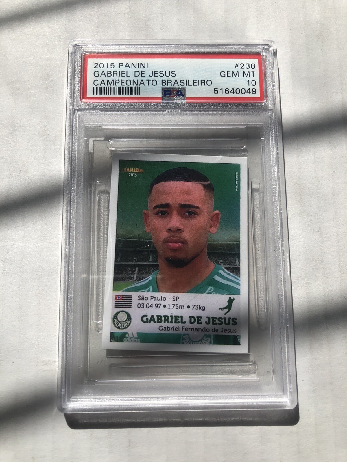 2015 Panini Campeonato Brasileiro Soccer #238 Gabriel De Jesus RC Rookie PSA 10
