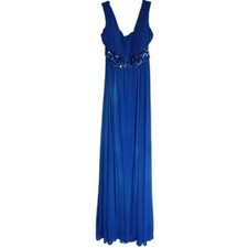 Women's Ladies Sleevless Blue Party Dress And Scarf