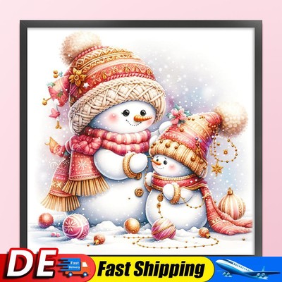 Full Embroidery Eco-cotton Thread 18CT Printed Xmas Snowman Cross Stitch30x30cm 