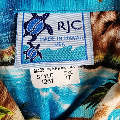 Vintage Toddler Hawaiian Button Shirt RJC Blue Water Scenic Islands Size 1T USA - Picture 3 of 6