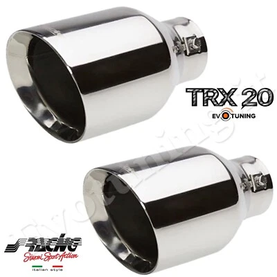 2 Terminali Scarico Simoni Racing Trx20 Acciaio Inox Rotondo Inclinato Ø115