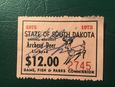 ICOLLECTZONE US South Dakota 1975 Archery Deer Revenue Stamp VF used