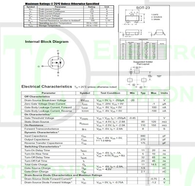 Mosfet Canal P Si2301 A1shb 20v 2.3a Smd | Cuotas Sin Interés - Foto 12