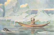 Postcard - Naval Gallery No 31 -- Greenland Boat Kayak - Current Time