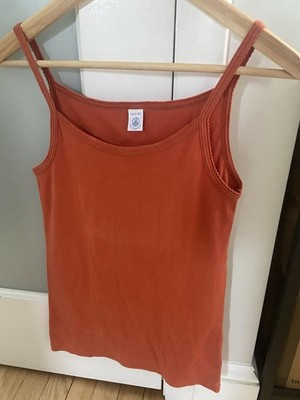 PETIT BATEAU Tank Top Cotton Orange Summer XS S France