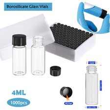 1000PCS 4mL Glass Vials Clear Sample Vials Lab vials Small Bottle with Screw Cap