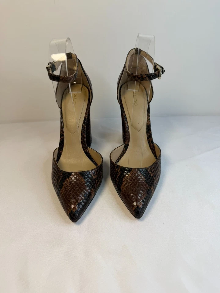 Zapatos de salón Mary Jane Aldo Nicholes para mujer talla 7 marrón con estampado de piel de serpiente Foto 2 de 4