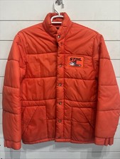 Vtg Stihl Chainsaw Logging Lumberjack Orange Farm Puffer Coat Jacket Mens Large