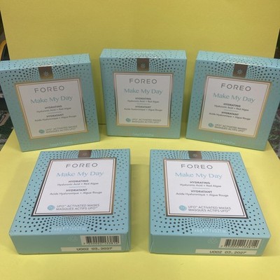Foreo Make My Day Hydrating UFO Activated Masks - Sealed New. 5 Boxes, 7 Per Box