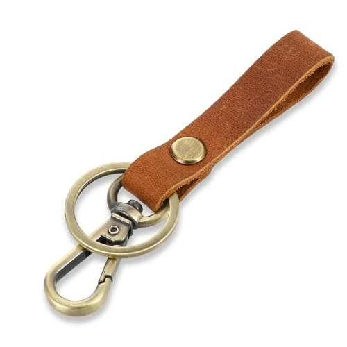 MBAIYO Genuine Leather Keychain, Leather Keyring with Belt Loop Clip Metal Key  - Picture 1 of 7