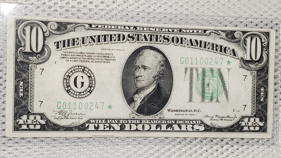 *Star* 1934 A $10 Federal Reserve STAR Note Green Seal Chicago, IL Nice Note - Image 2 of 4