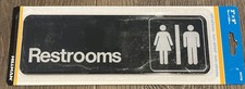 Hillman 9x3-Inch - Restrooms Information Sign, Black - Self Adhesive