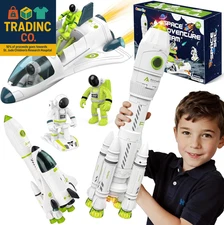 Space Rocket Ship Toys for Kids, Space Toys Shuttle for Kids 3-5-7 with 2 Astron