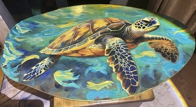 Sea Turtle Coastal Decor, Authentic Skim Board, Designs By Lou a Local Artist